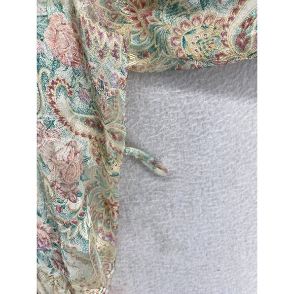 VICTORIAS SECRET Robe M Gold Label Sheer Floral Paisley Jacquard Long Ivory VTG - Picture 8 of 13